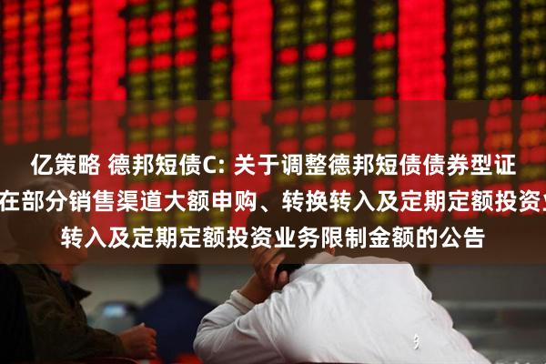 亿策略 德邦短债C: 关于调整德邦短债债券型证券投资基金C类份额在部分销售渠道大额申购、转换转入及定期定额投资业务限制金额的公告