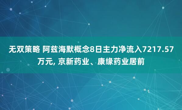 无双策略 阿兹海默概念8日主力净流入7217.57万元, 京新药业、康缘药业居前