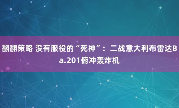 翻翻策略 没有服役的“死神”：二战意大利布雷达Ba.201俯冲轰炸机
